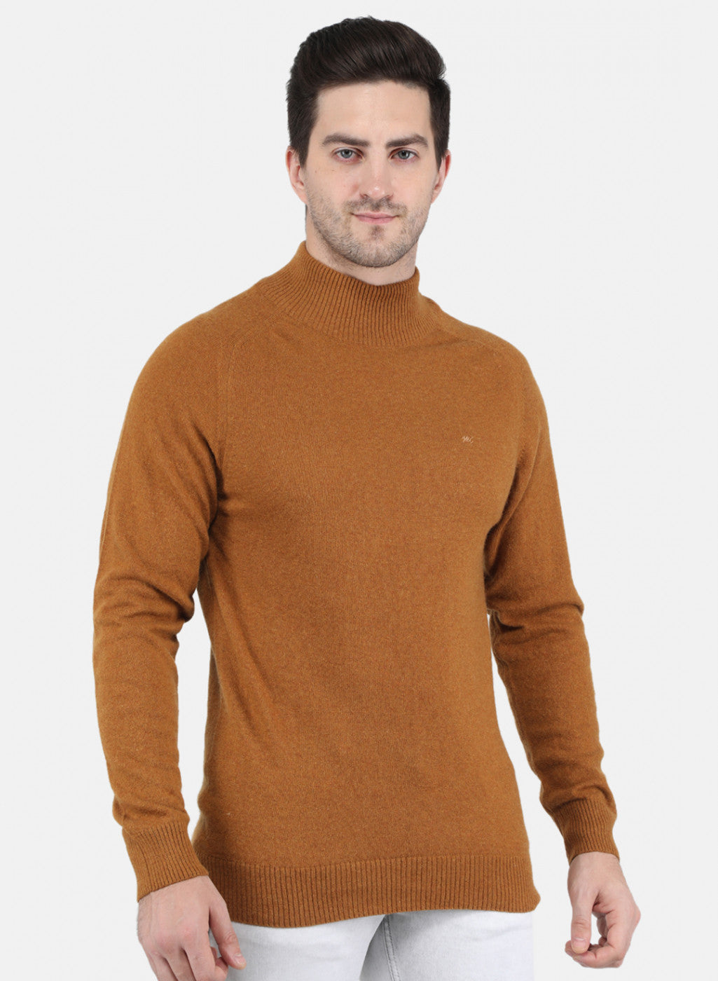 Men Rust Orange Solid Pullover