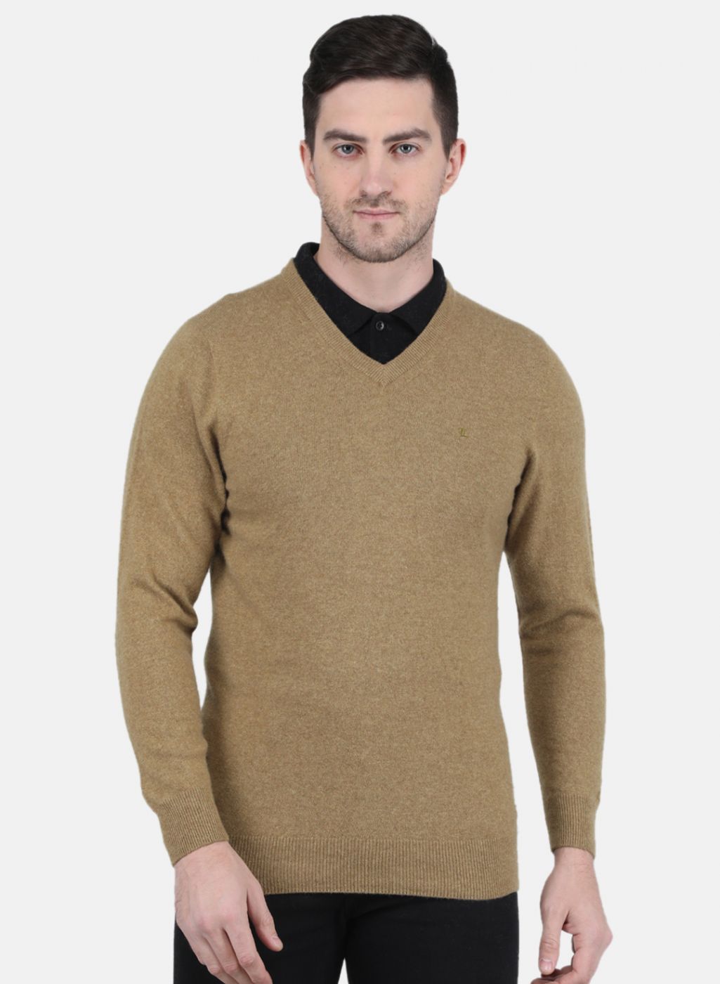 Men Brown Solid Pullover