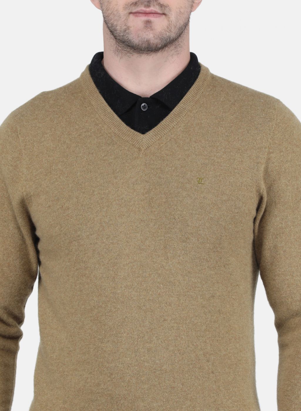 Men Brown Solid Pullover