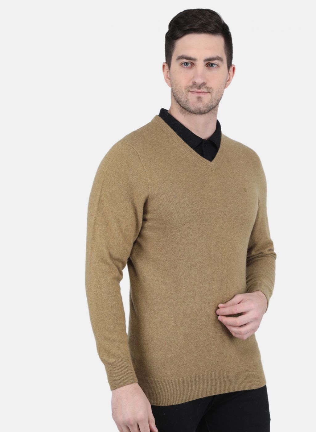 Men Brown Solid Pullover