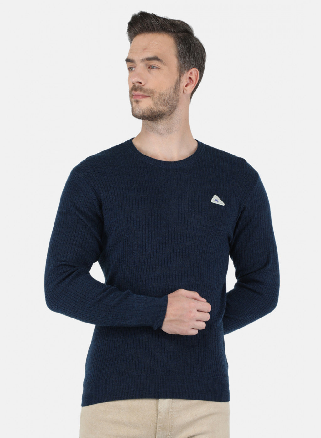 Men NAvy Blue Solid Pullover