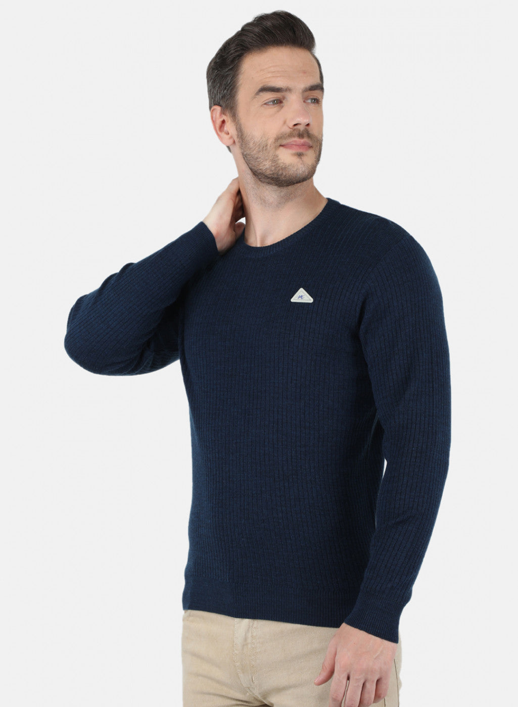 Men NAvy Blue Solid Pullover