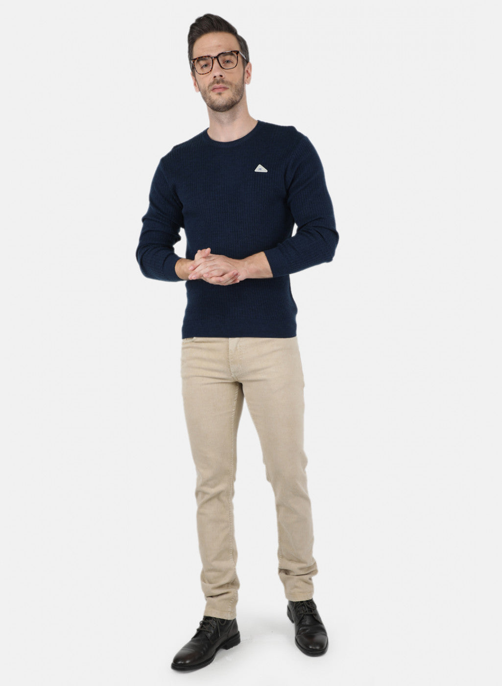 Men NAvy Blue Solid Pullover