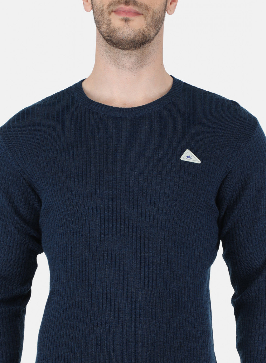 Men NAvy Blue Solid Pullover