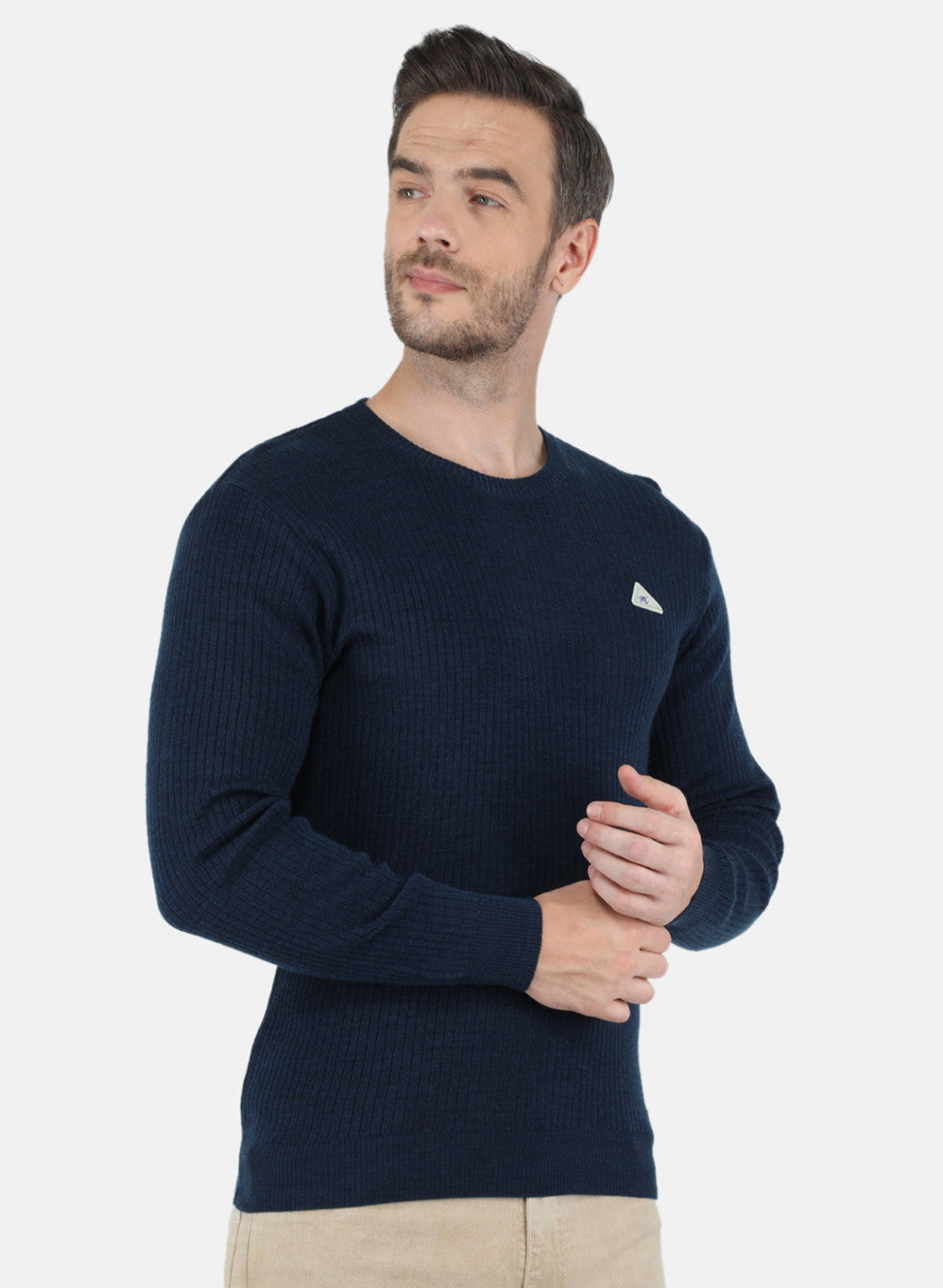 Men NAvy Blue Solid Pullover