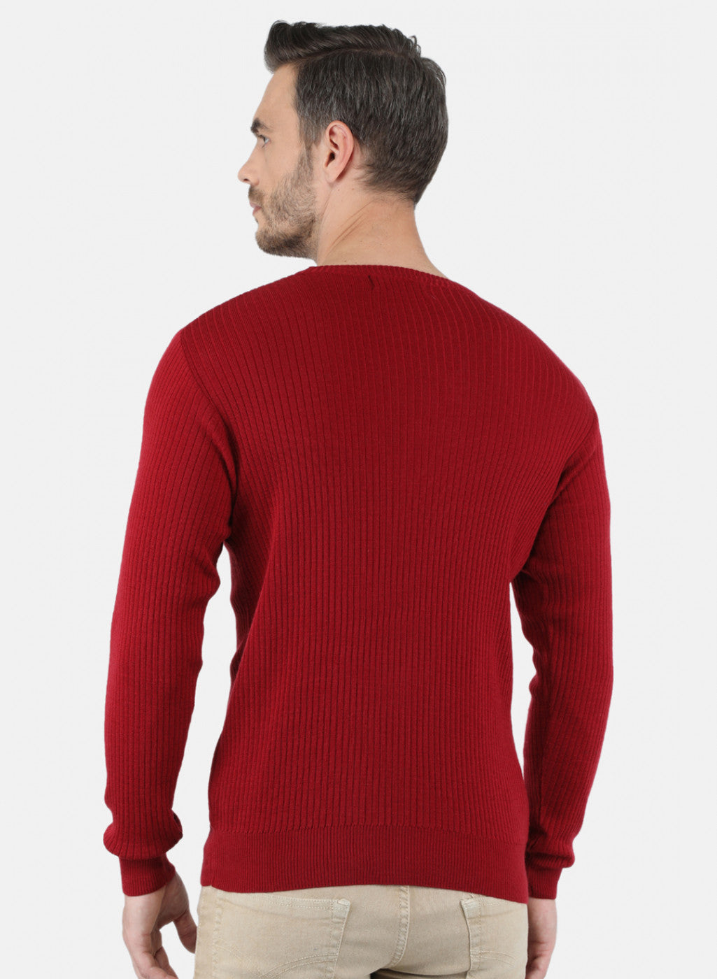 Men Maroon Solid Pullover