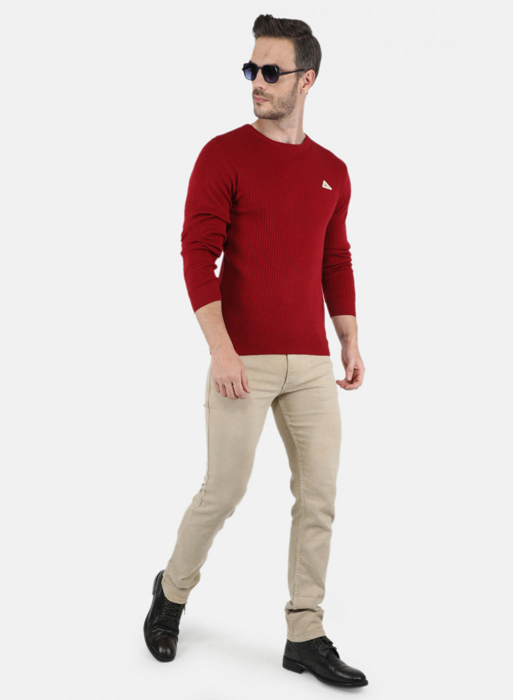 Men Maroon Solid Pullover