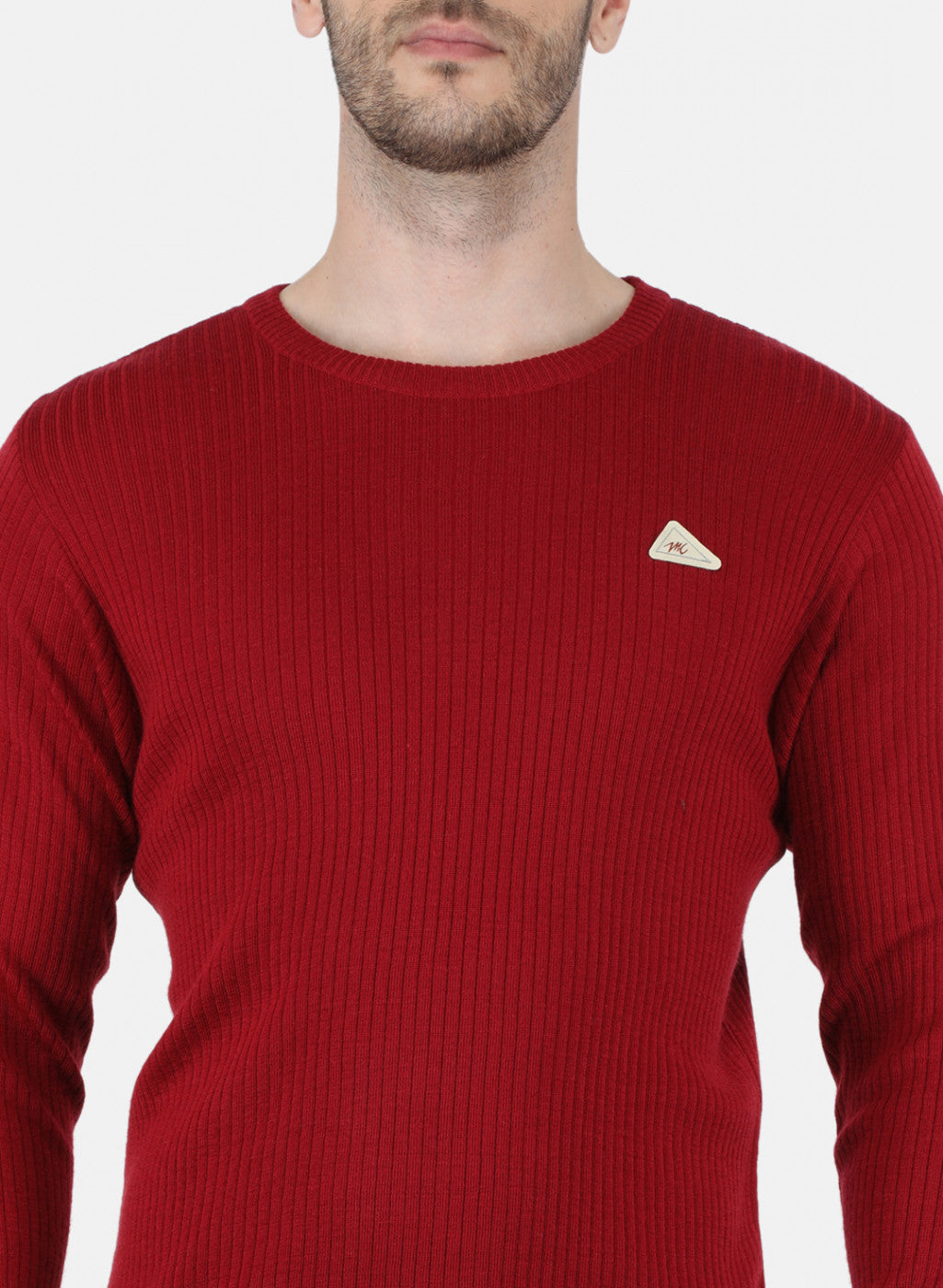 Men Maroon Solid Pullover