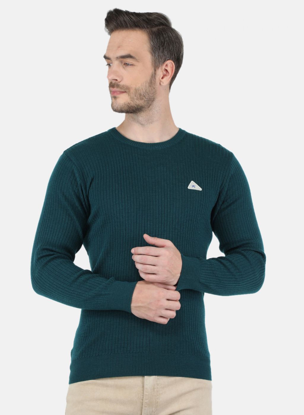 Men Green Solid Pullover