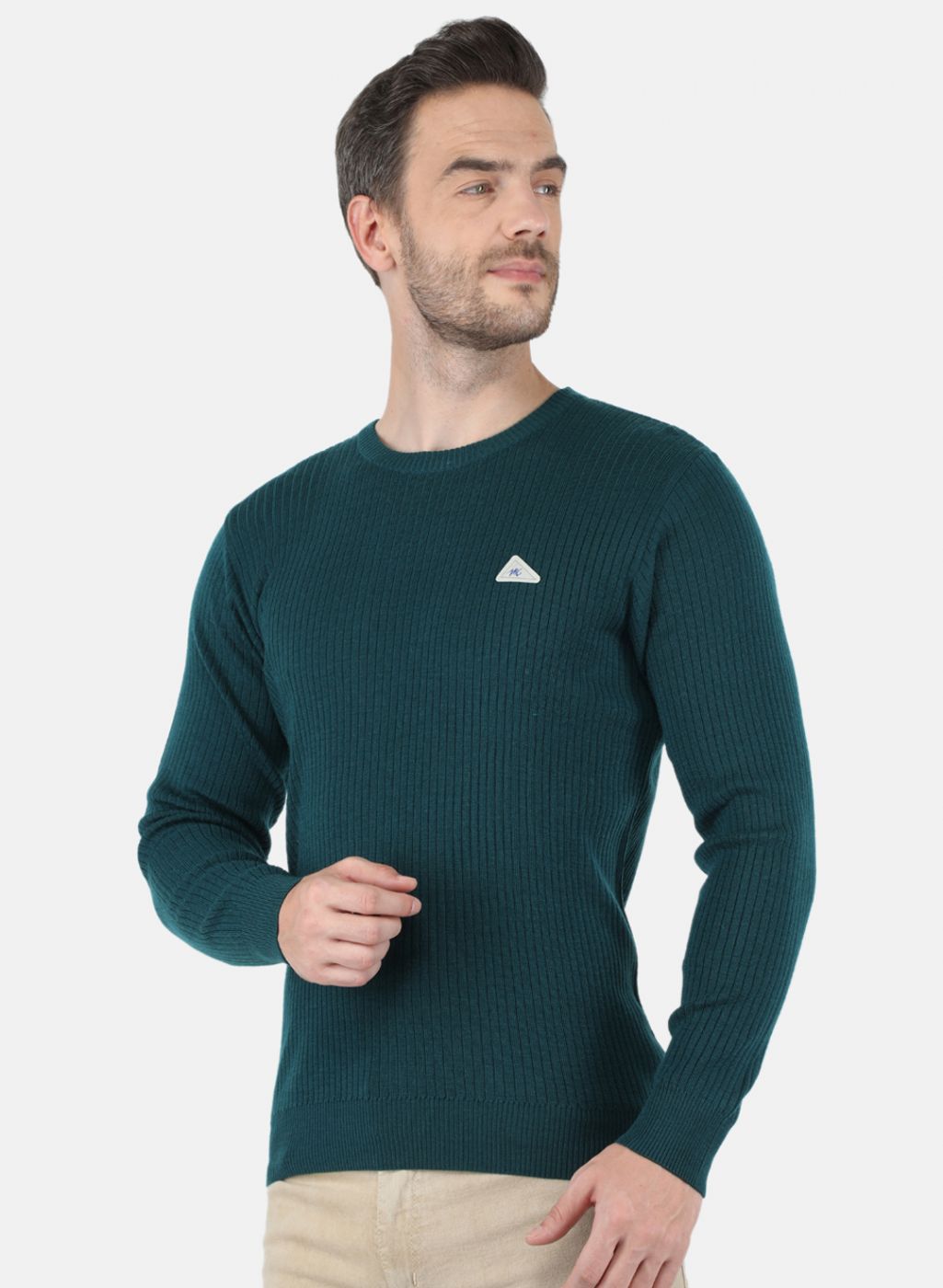 Men Green Solid Pullover