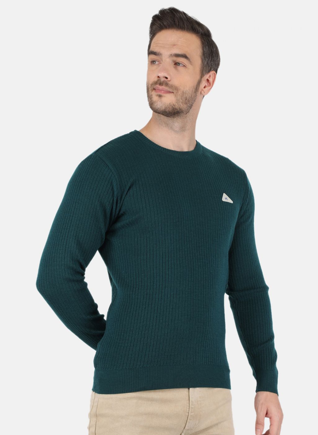 Men Green Solid Pullover