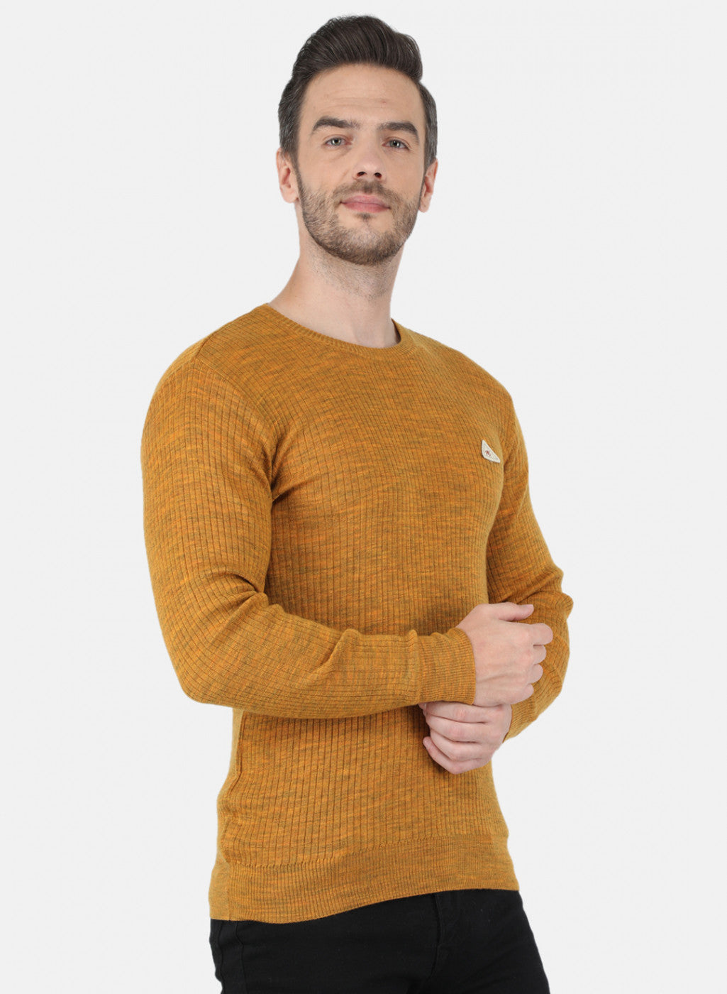 Men Yellow Solid Pullover