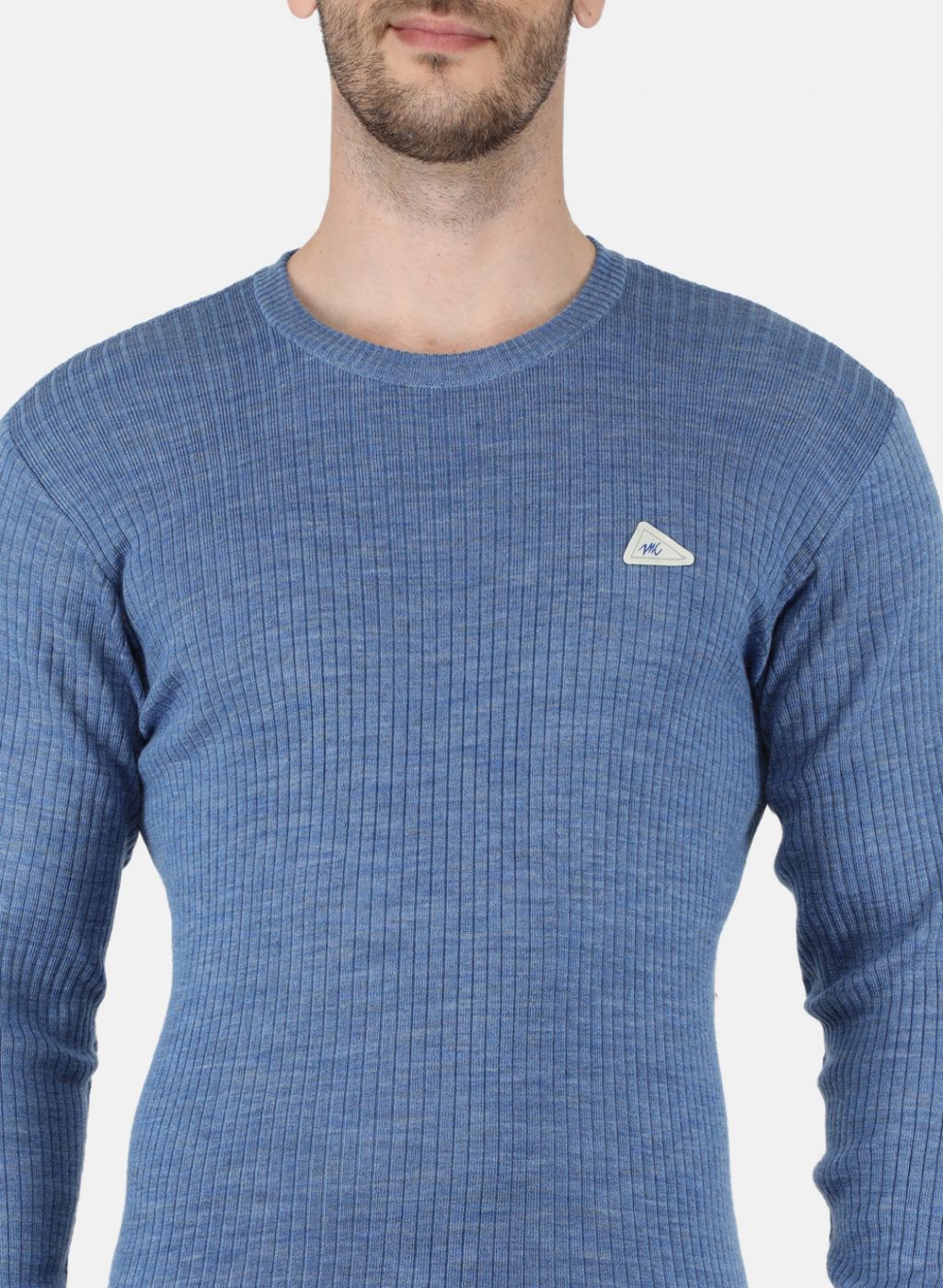 Men Blue Solid Pullover