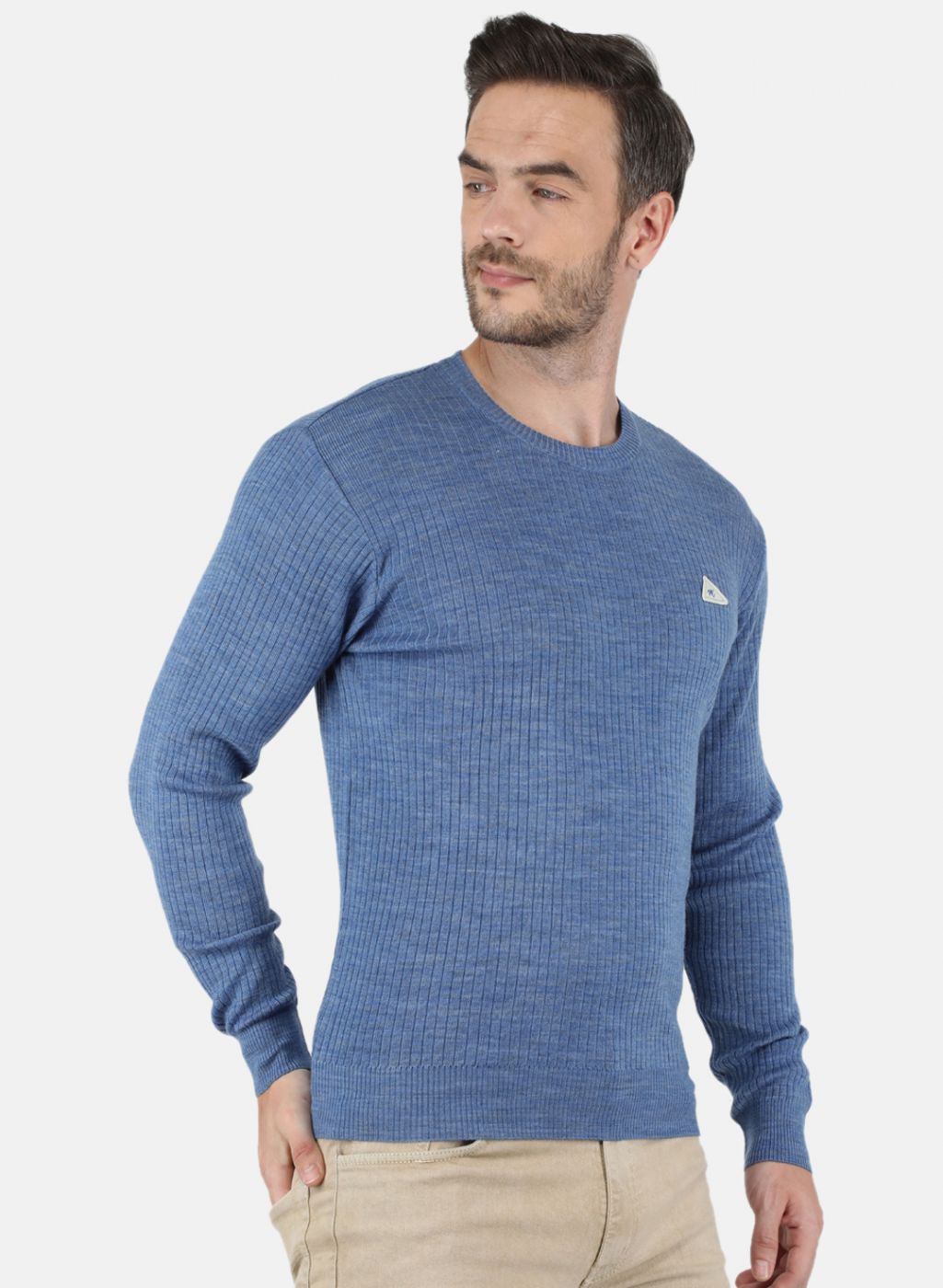 Men Blue Solid Pullover