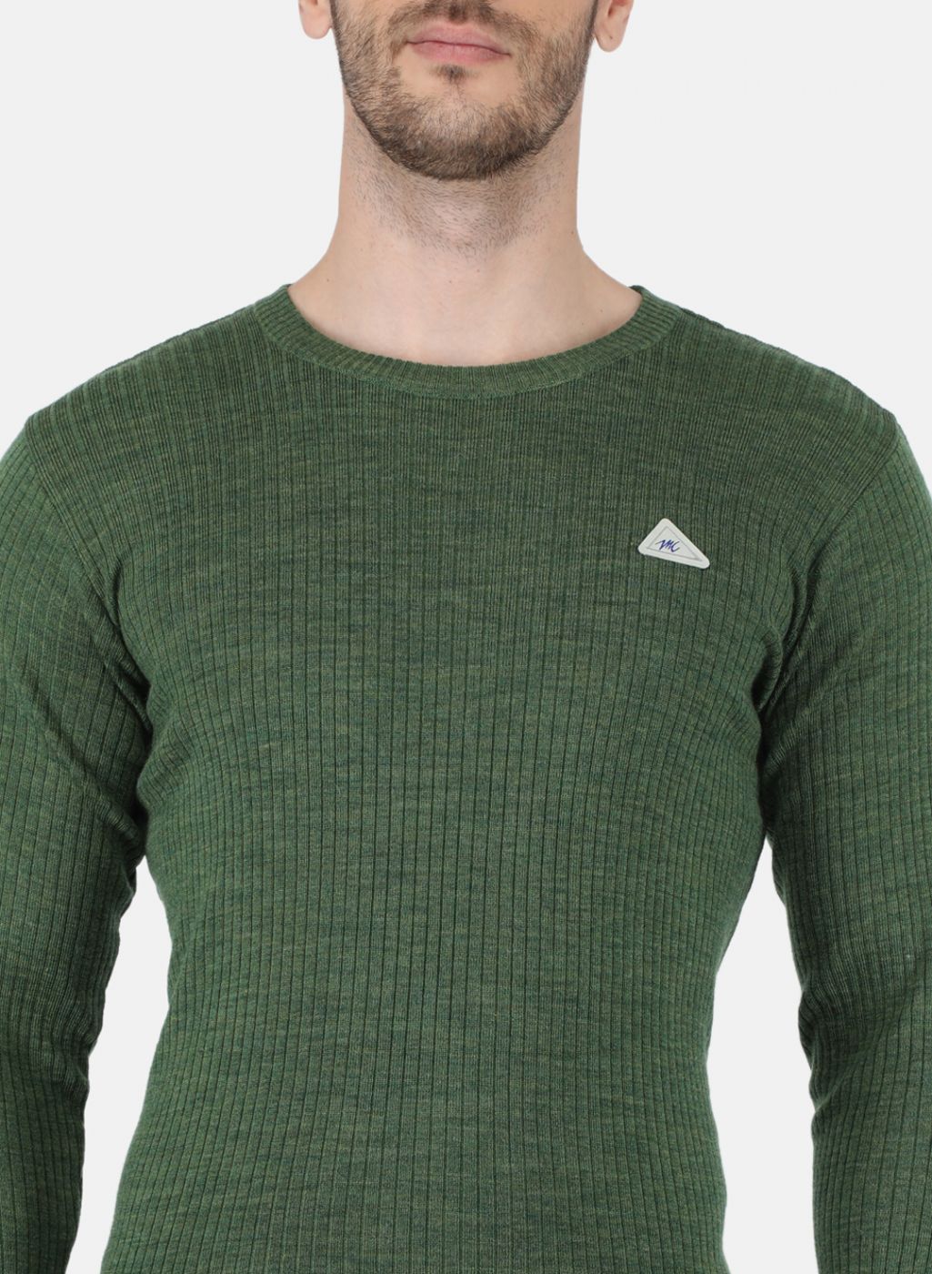 Men Olive Solid Pullover