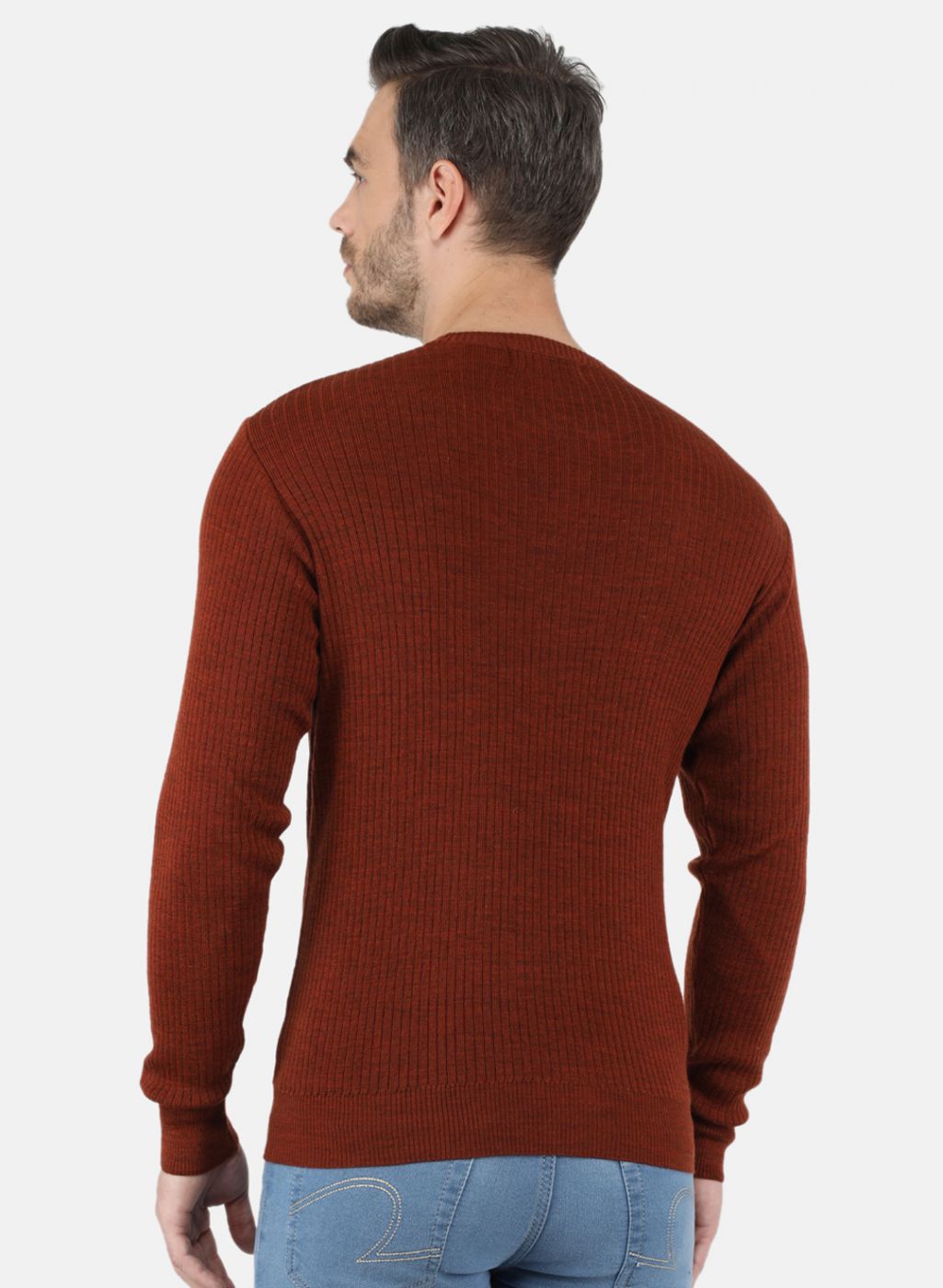 Men Brown Solid Pullover