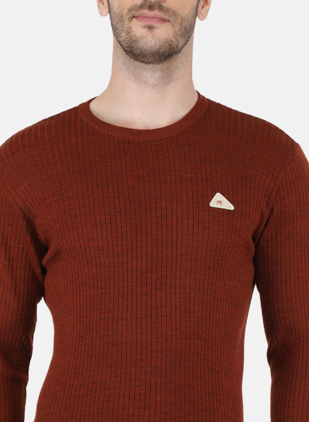 Men Brown Solid Pullover