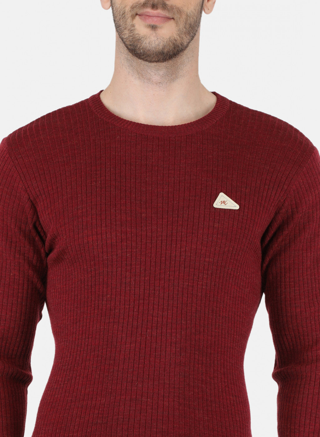 Men Maroon Solid Pullover