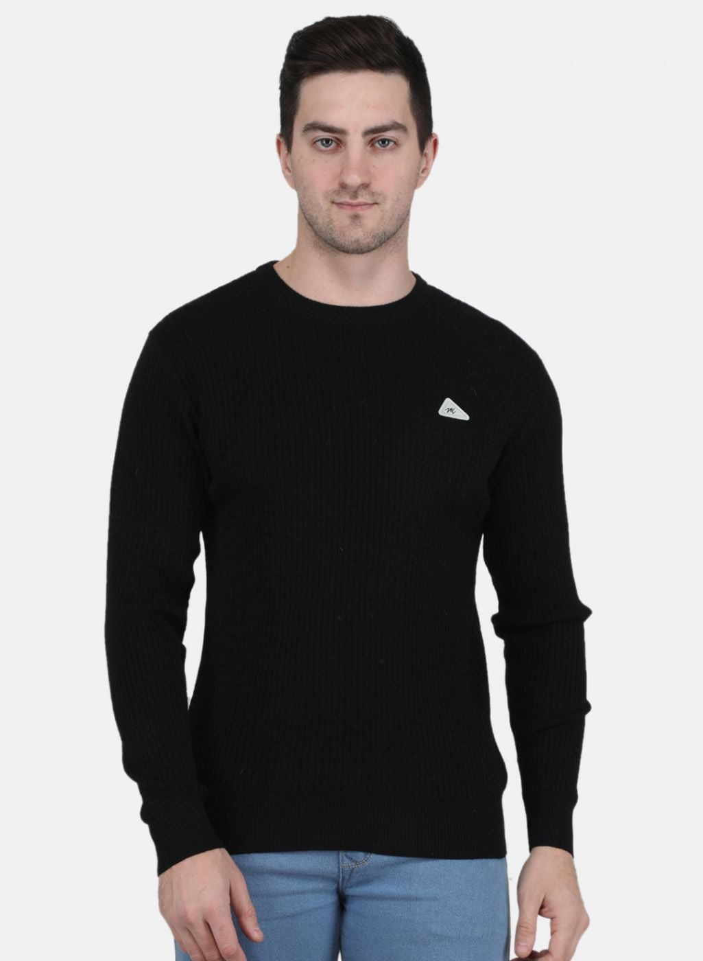 Men Black Solid Pullover