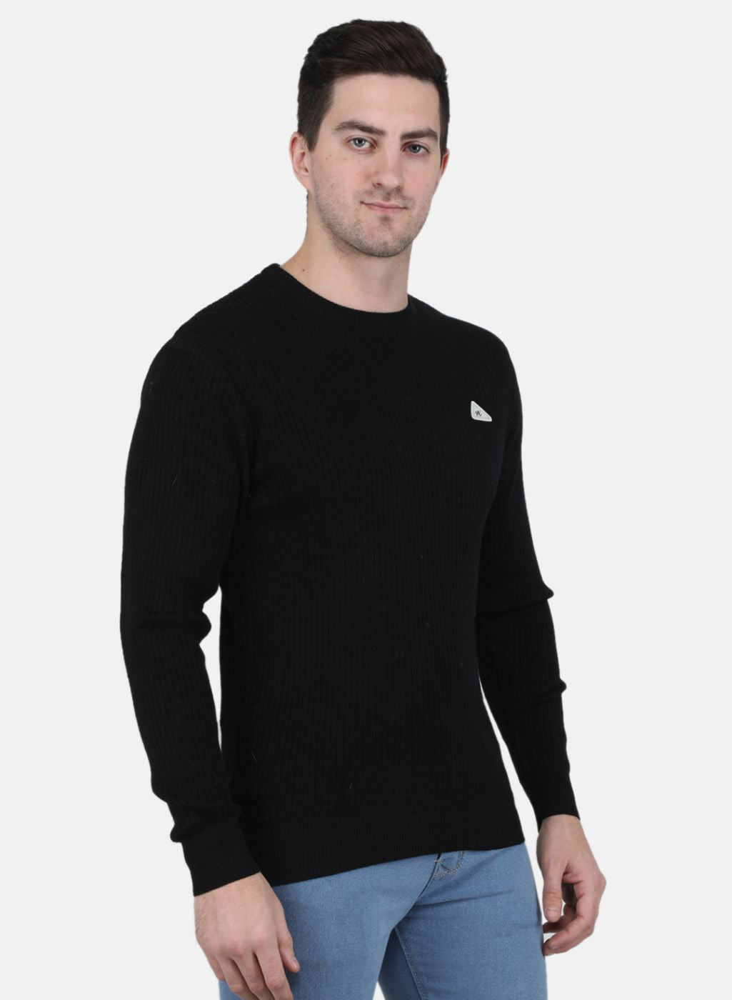 Men Black Solid Pullover