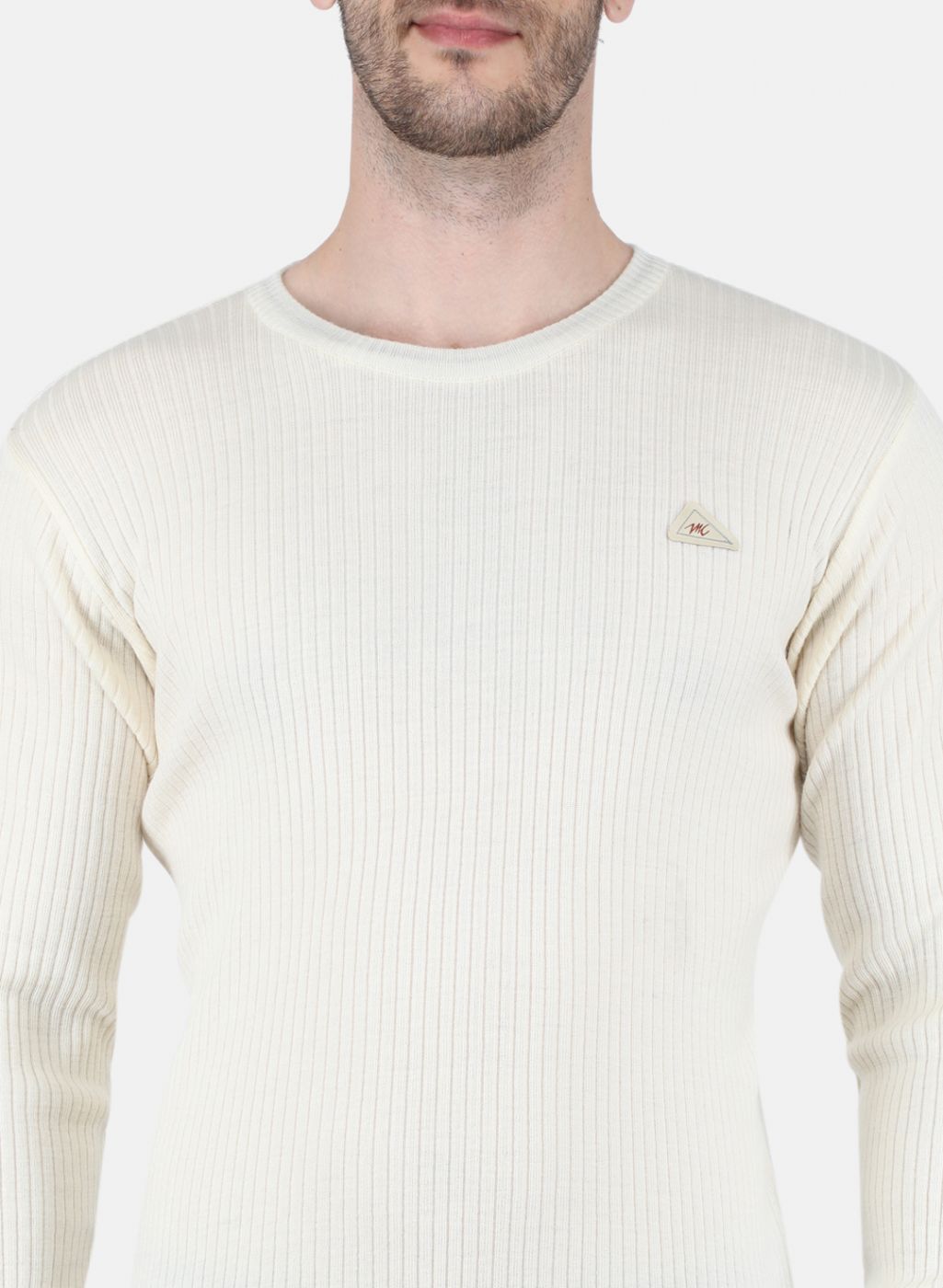 Men Off White Solid Pullover