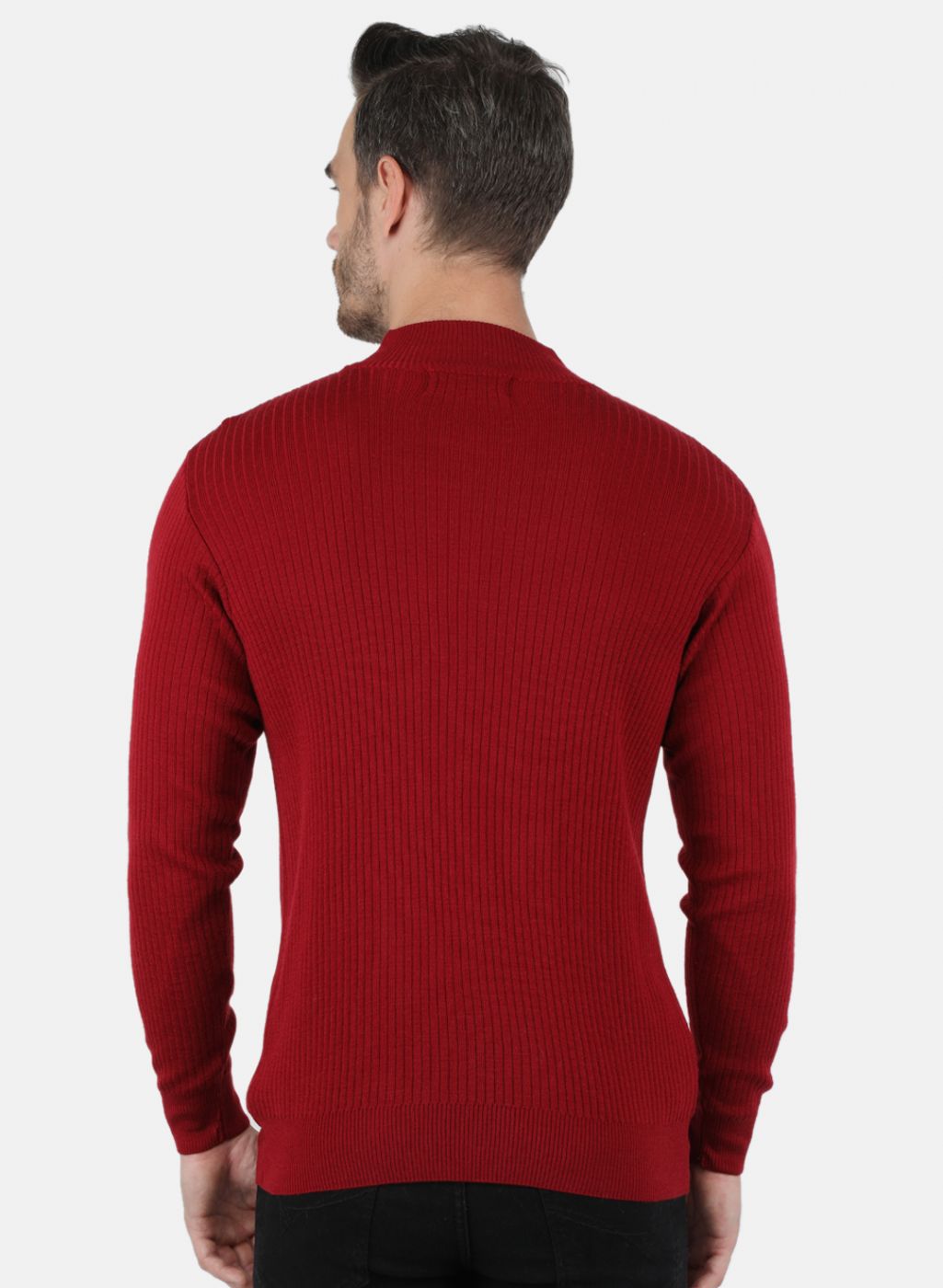 Men Maroon Solid Pullover