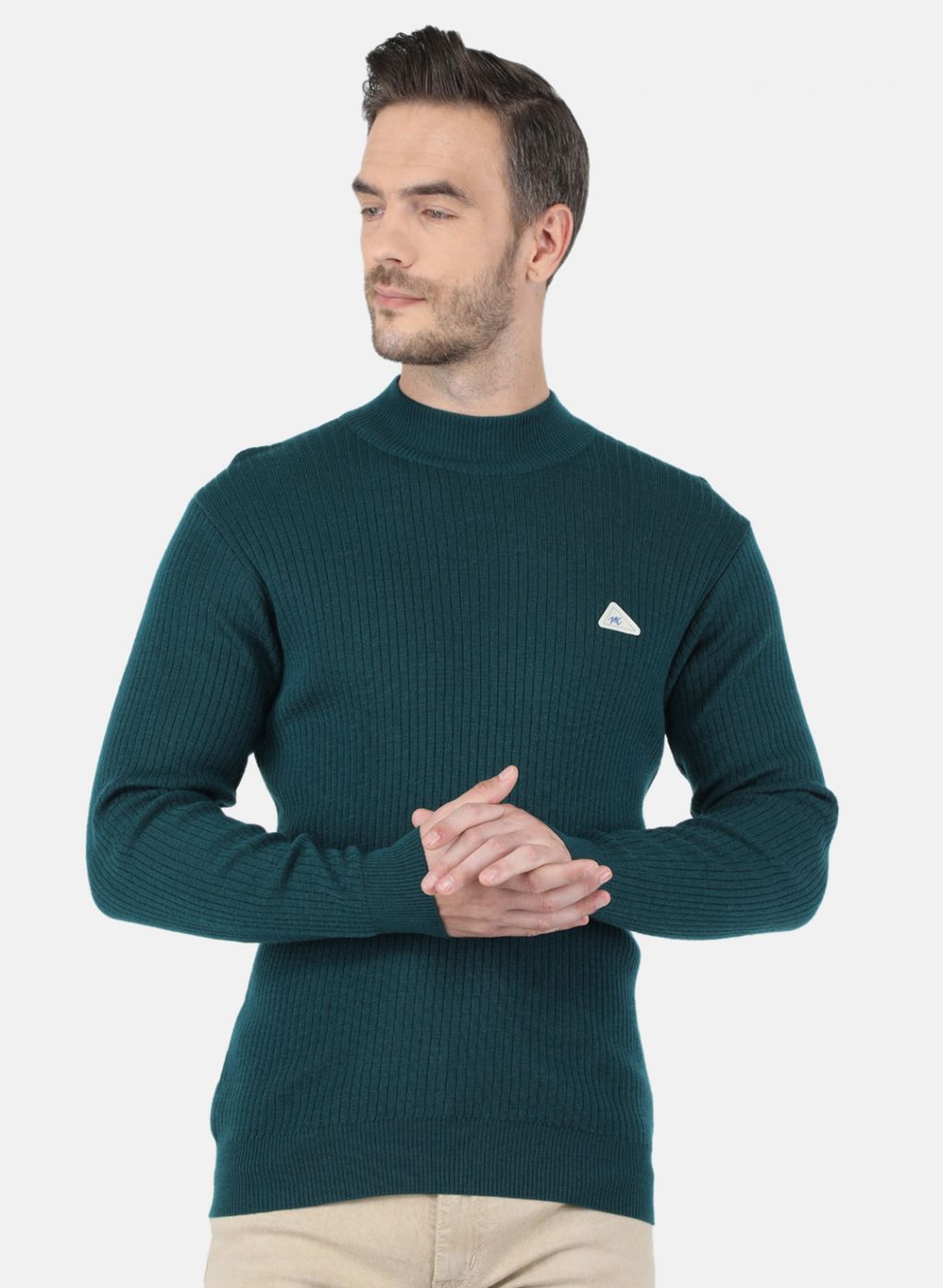 Men Green Solid Pullover