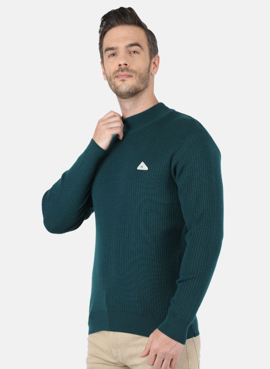 Men Green Solid Pullover