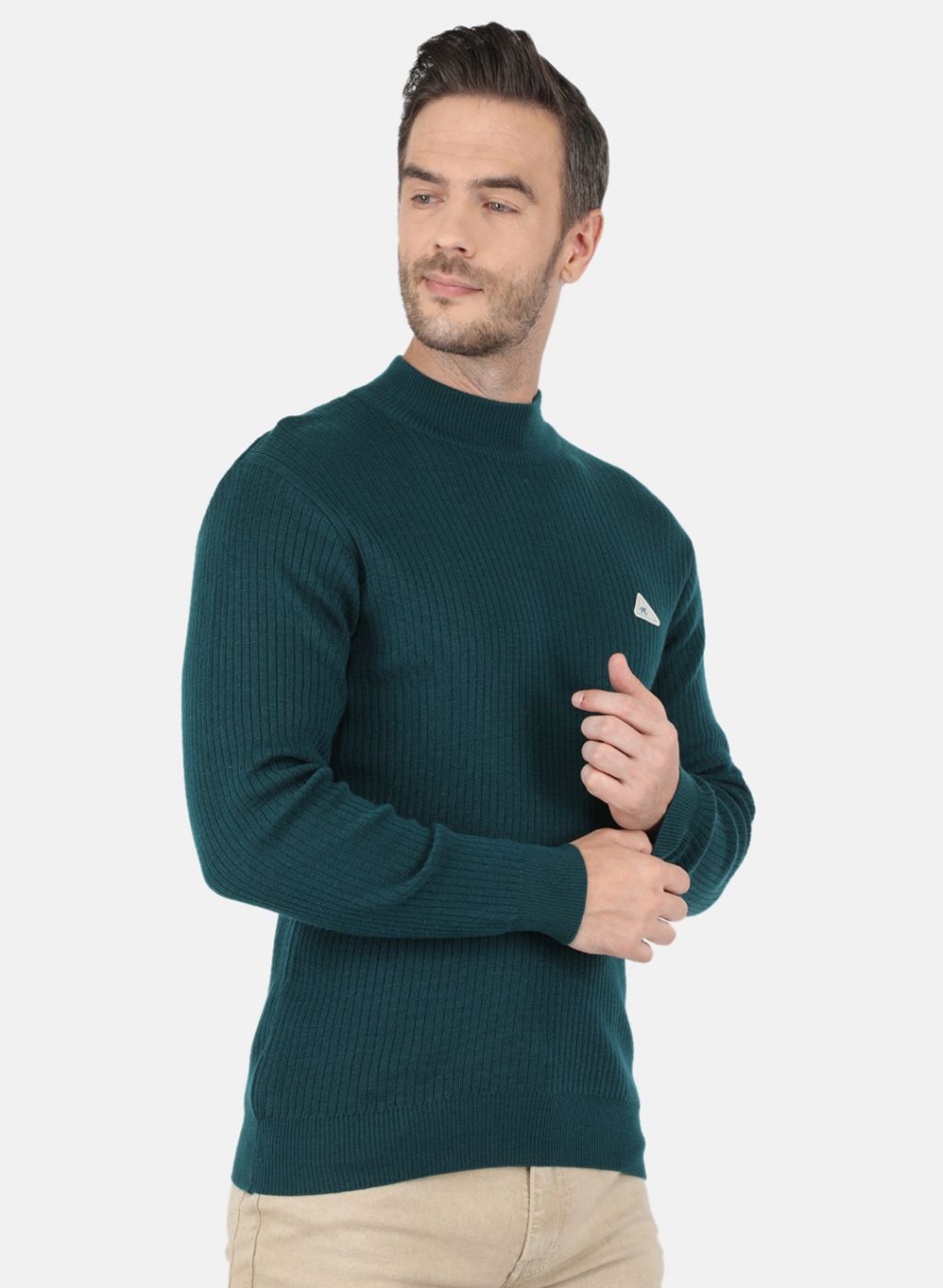 Men Green Solid Pullover