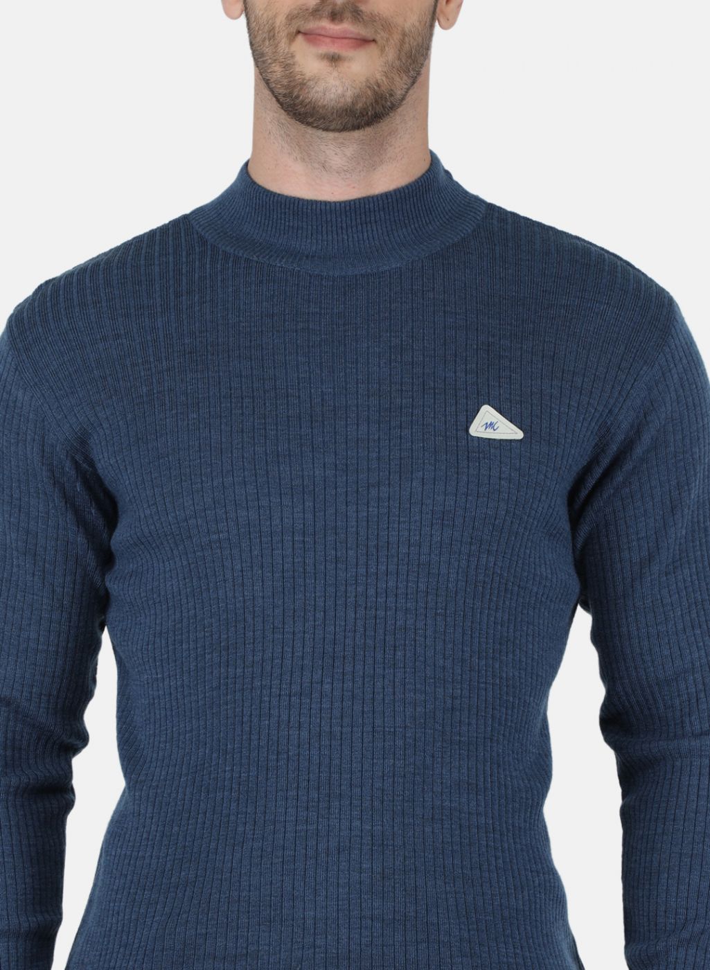 Men Blue Solid Pullover