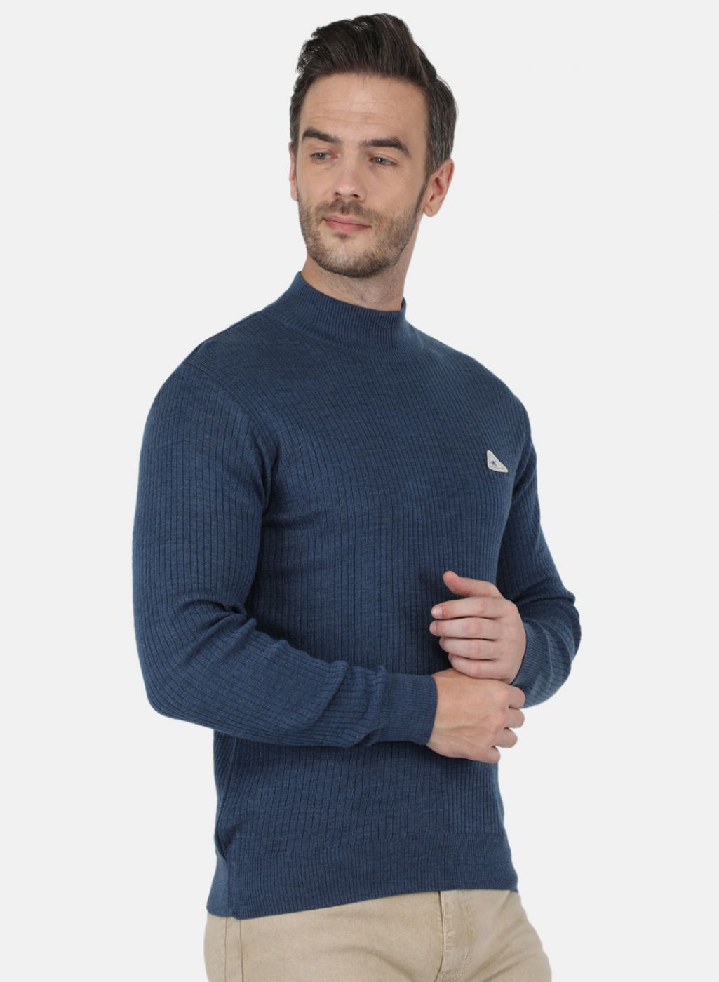 Men Blue Solid Pullover