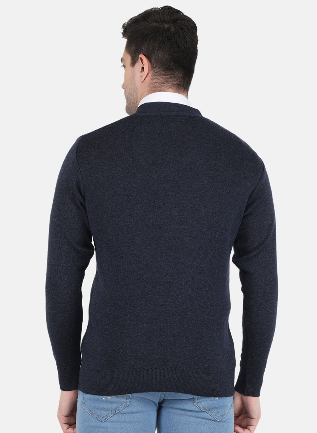 Men NAvy Blue Solid Cardigan