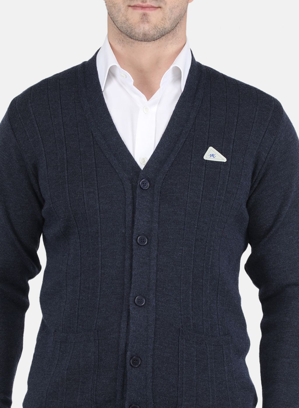 Men NAvy Blue Solid Cardigan