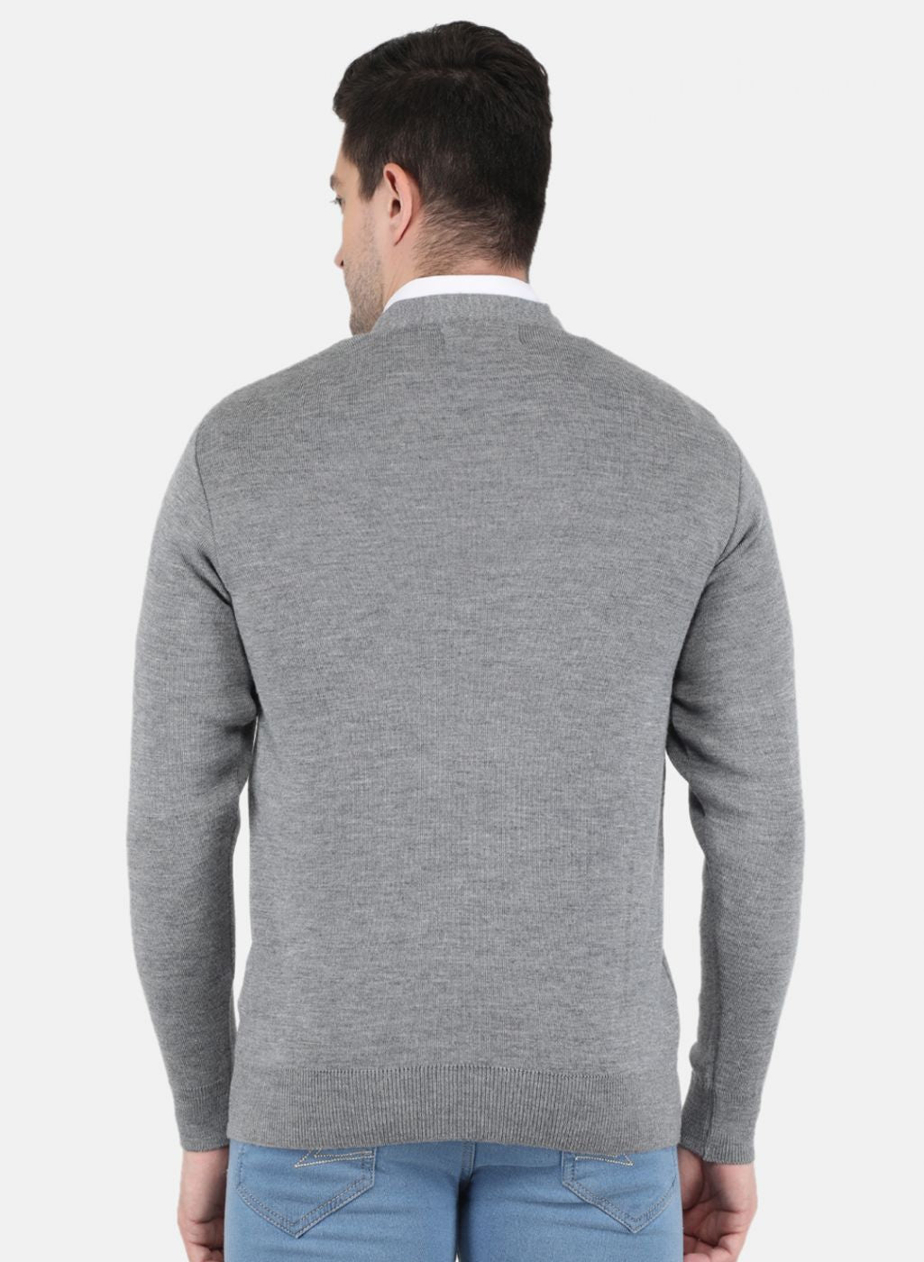 Men Grey Solid Cardigan