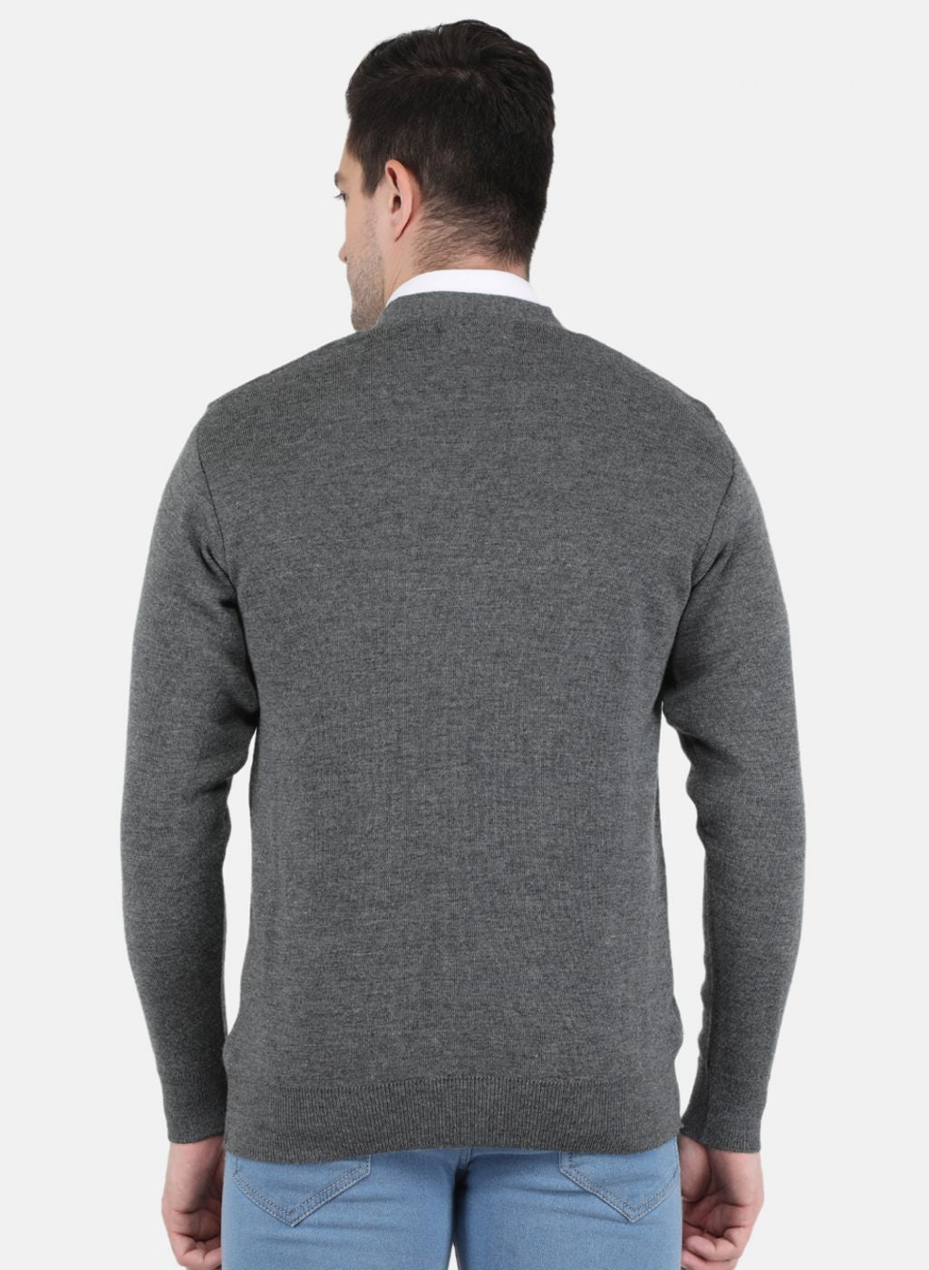 Men Grey Solid Cardigan