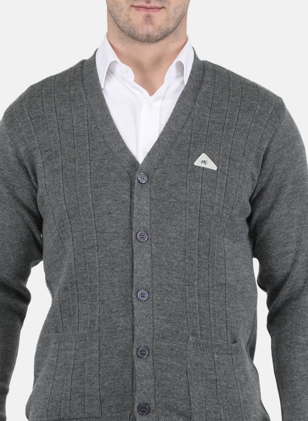 Men Grey Solid Cardigan