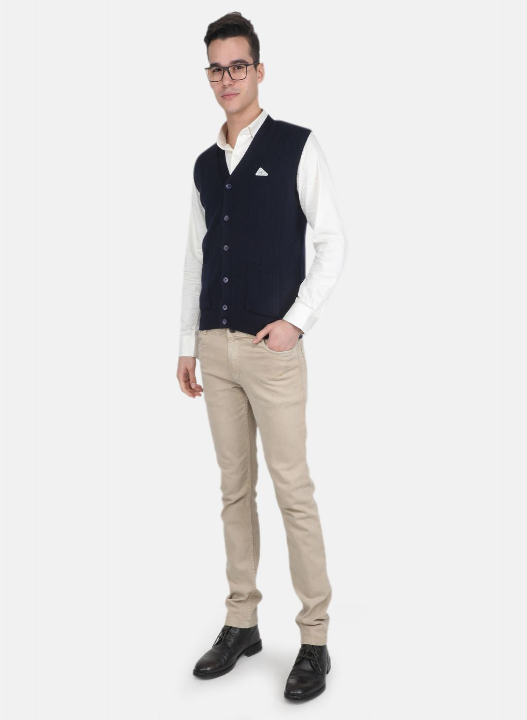 Men NAvy Blue Solid Cardigan