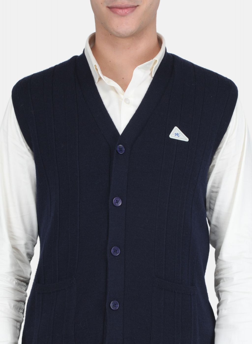 Men NAvy Blue Solid Cardigan