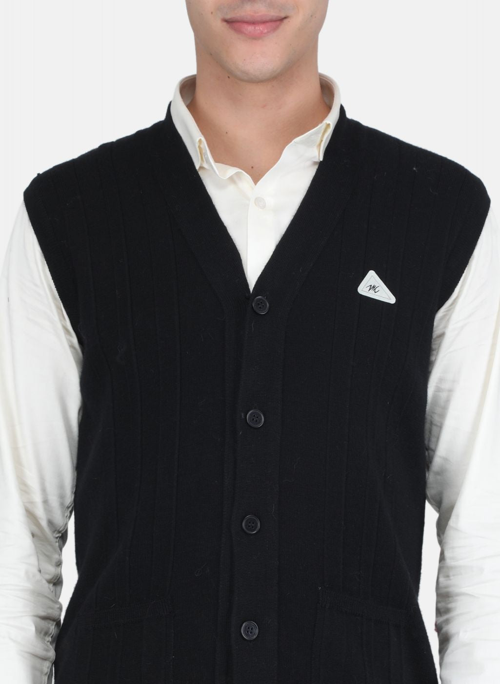 Men Black Solid Cardigan