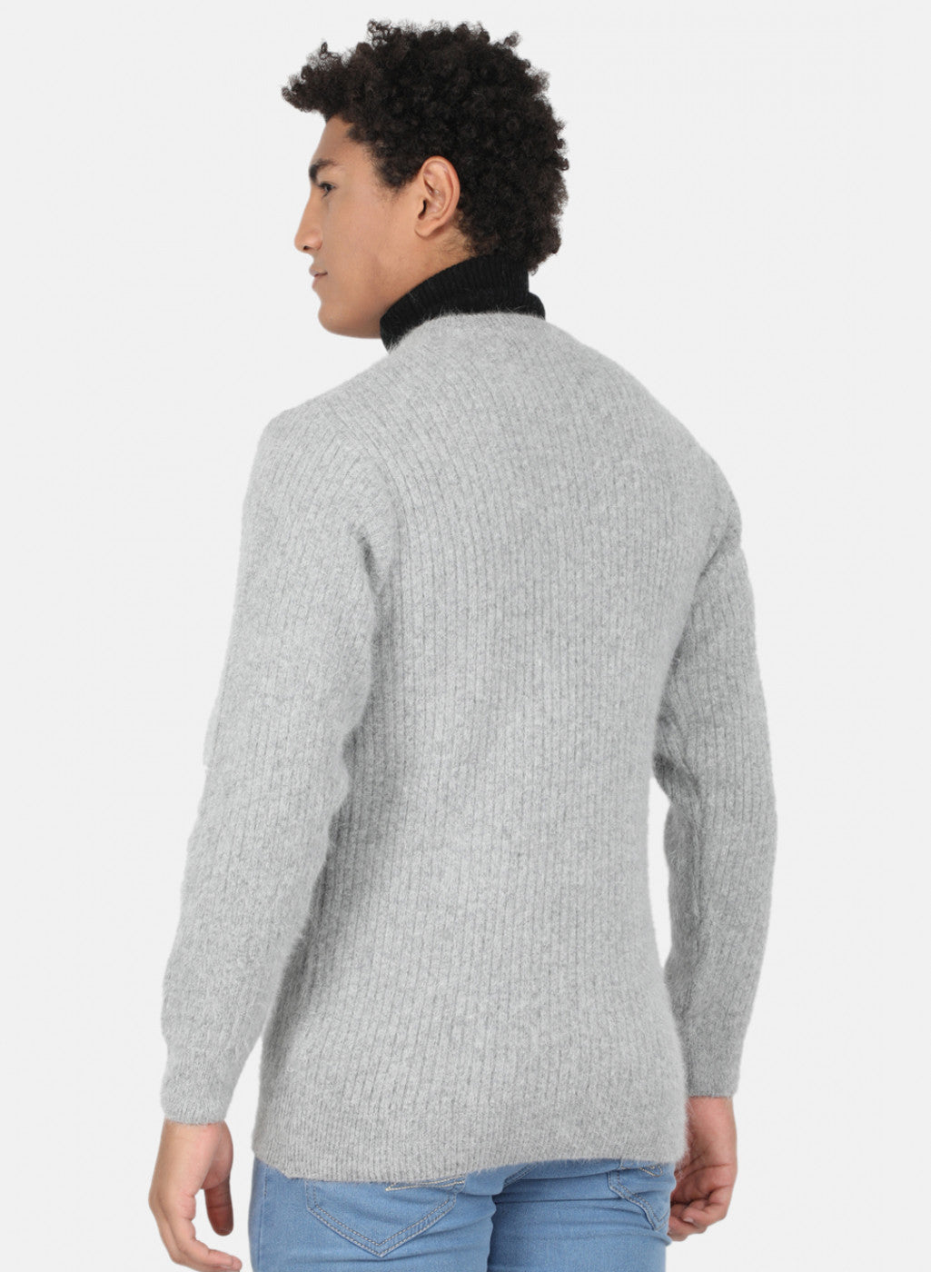 Men Grey Solid Pullover