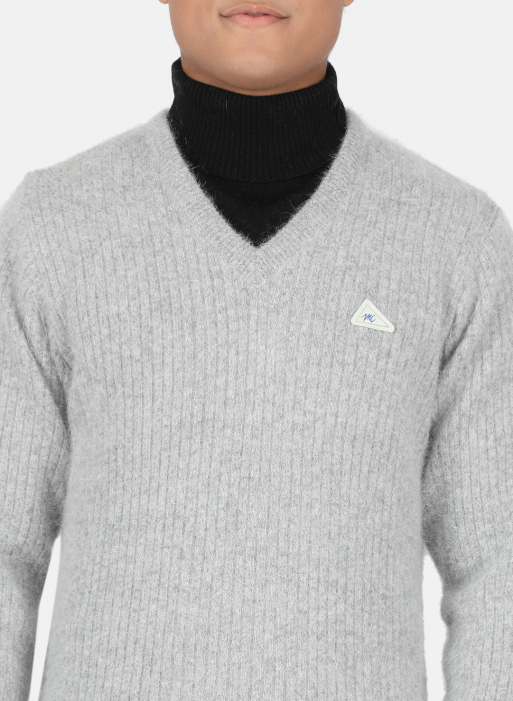 Men Grey Solid Pullover