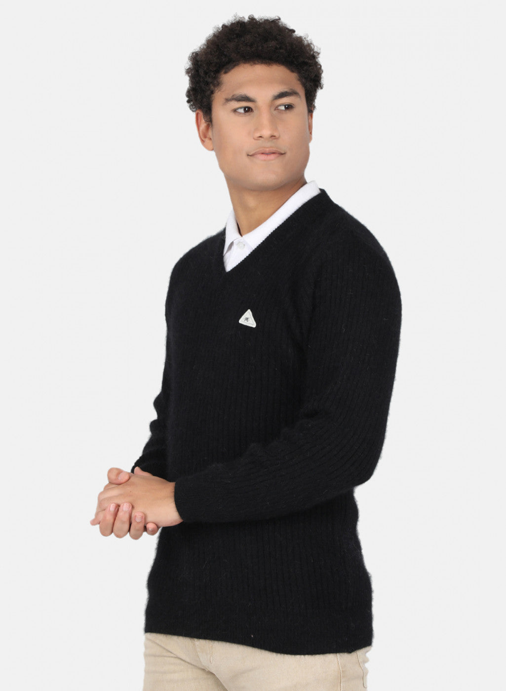 Men Black Solid Pullover