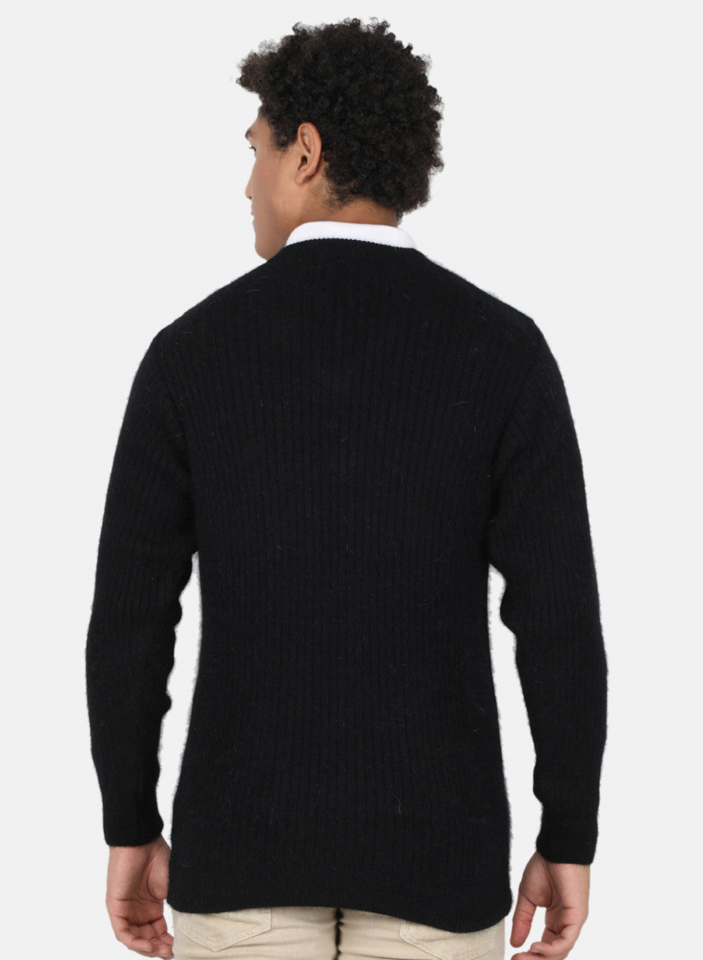 Men Black Solid Pullover