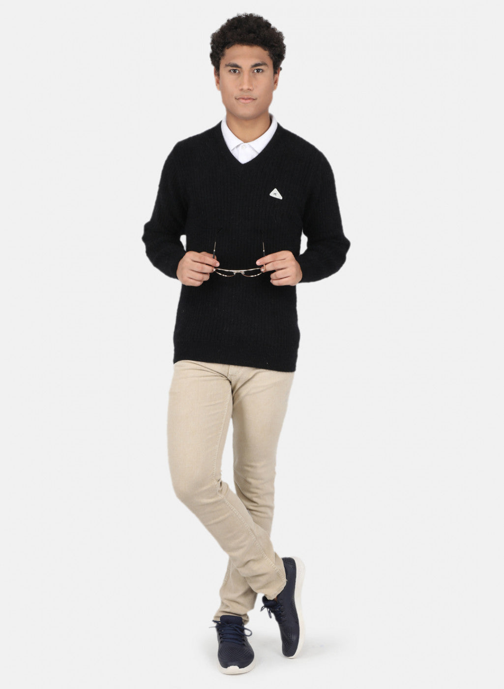 Men Black Solid Pullover