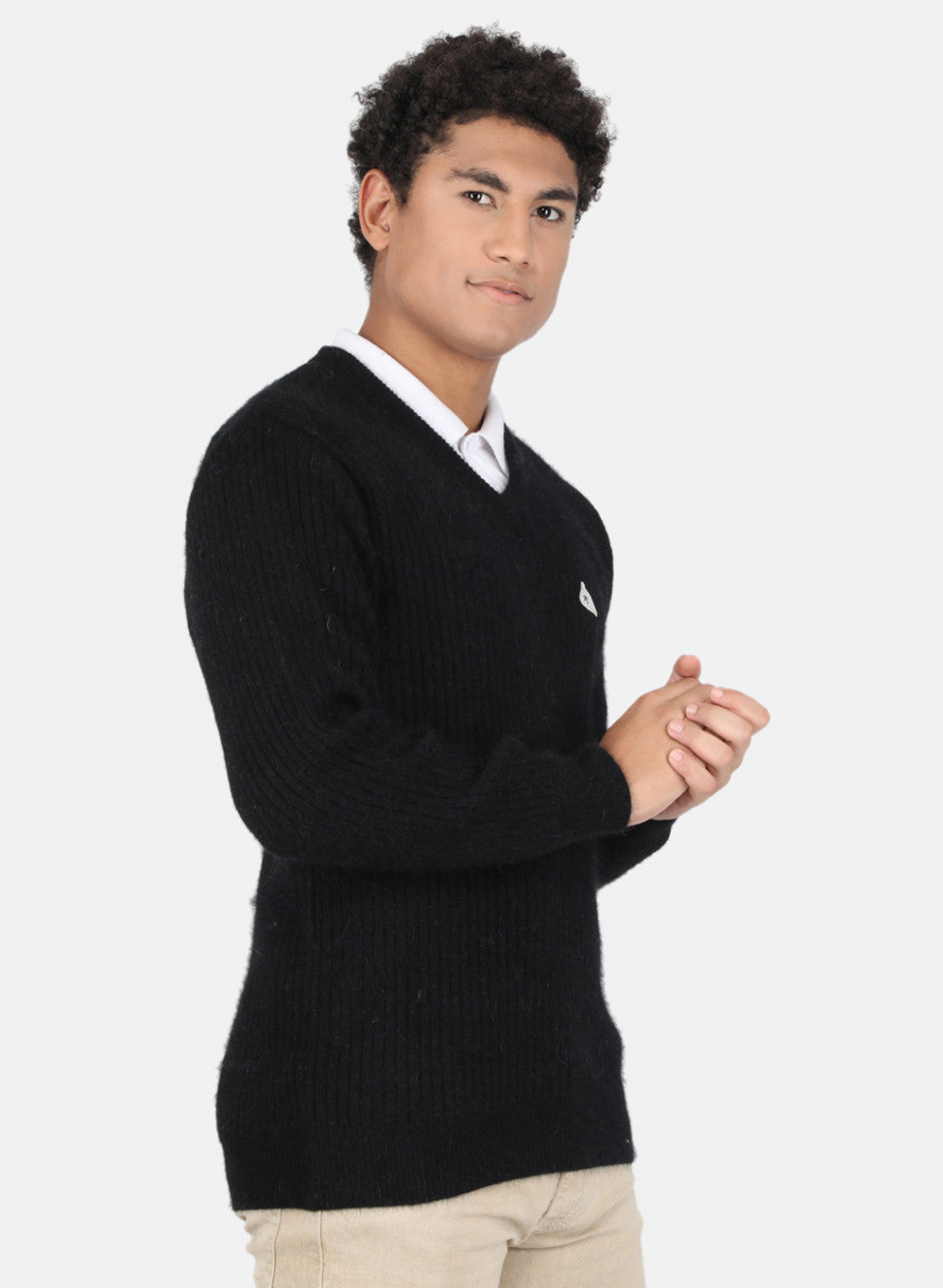 Men Black Solid Pullover