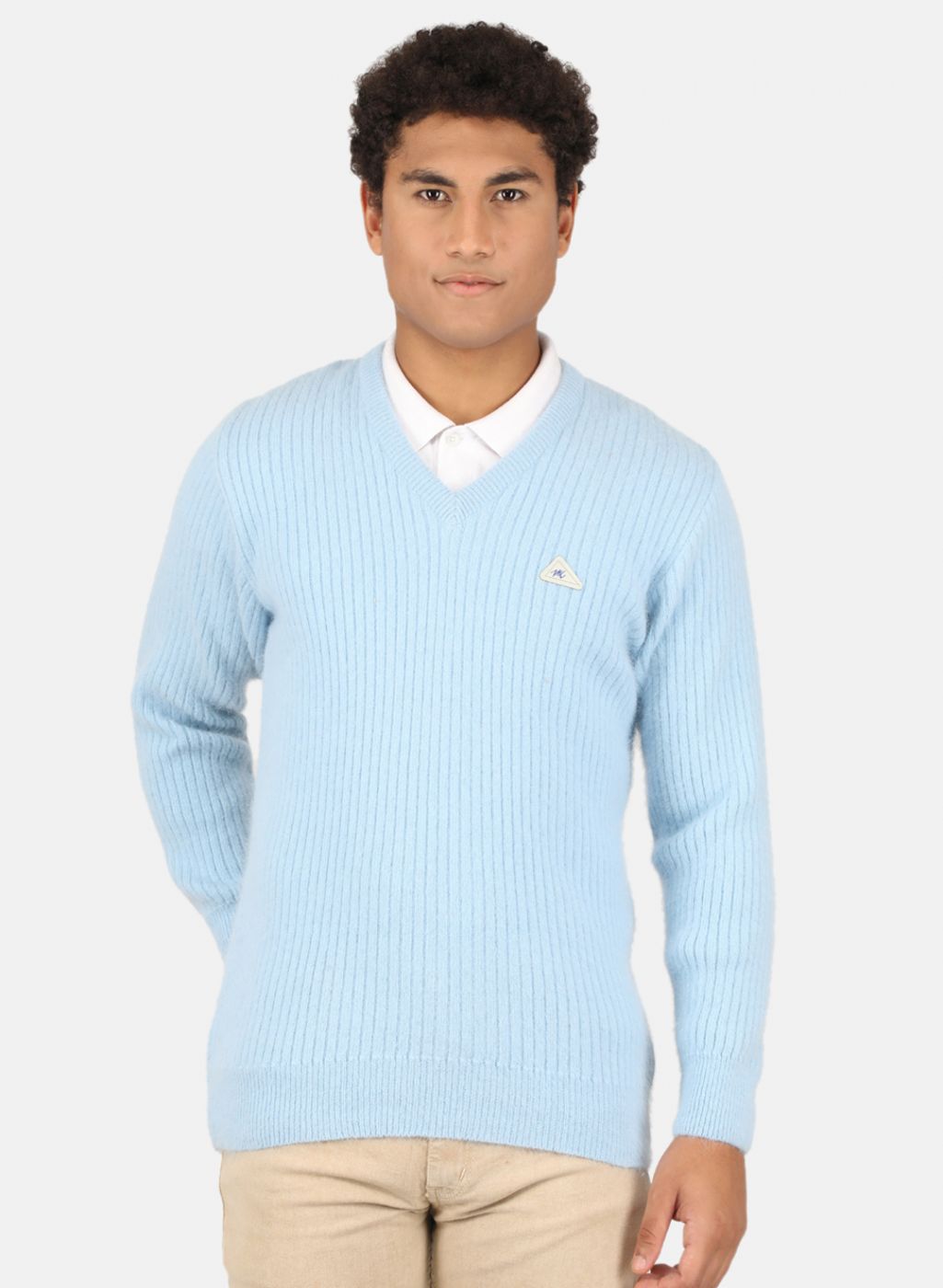 Men Blue Solid Pullover