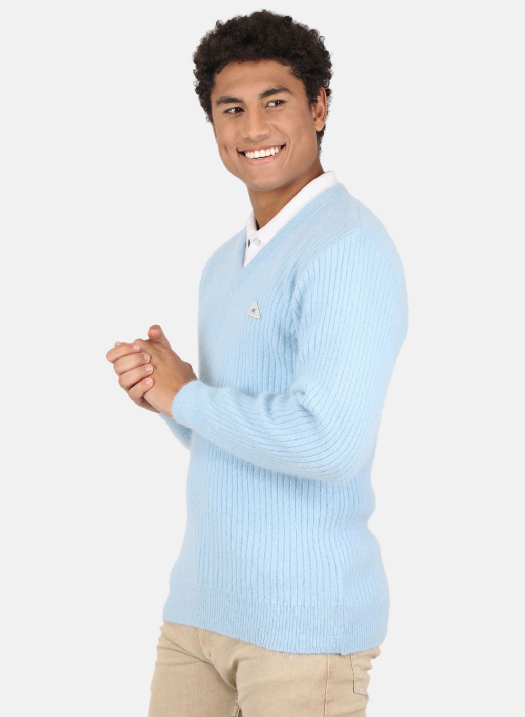 Men Blue Solid Pullover