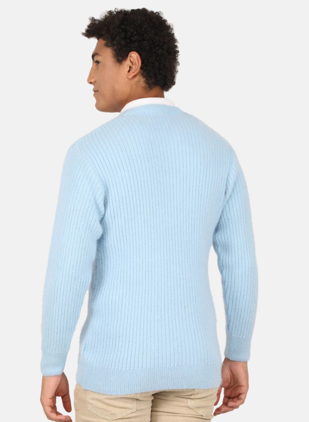 Men Blue Solid Pullover