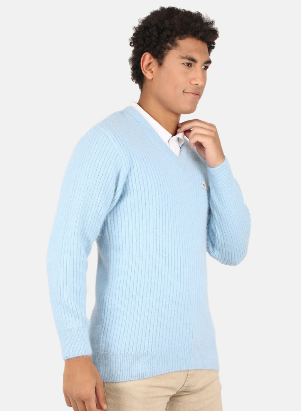 Men Blue Solid Pullover