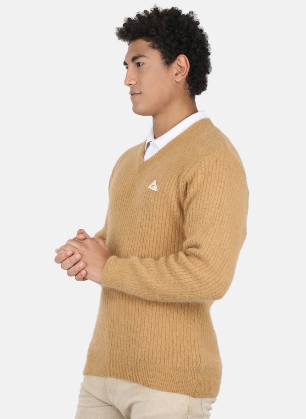 Men Brown Solid Pullover